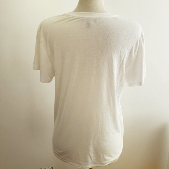 White Tee With Pearls Retro / Express / Size Petite Medium - Picture 5 of 6